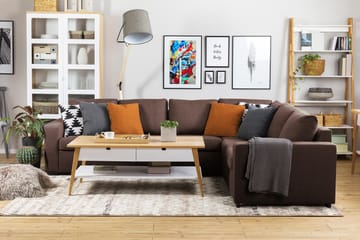 Crazy 5-seters Vendbar L-formet Large Hjørnesofa i Stoff - Brun - Møbler - Sofaer - Hjørnesofaer