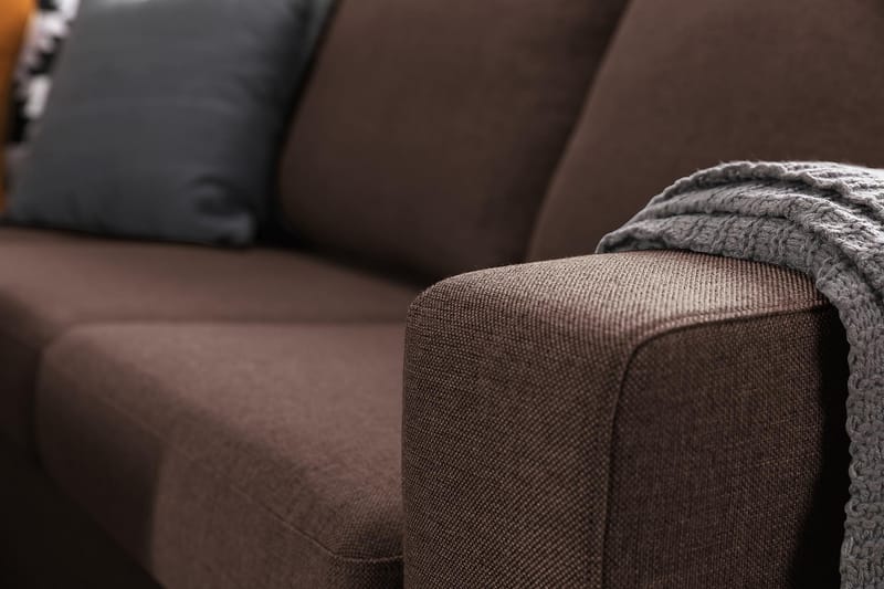 Crazy 5-seters Vendbar L-formet Large Hjørnesofa i Stoff - Brun - Møbler - Sofaer - Hjørnesofaer