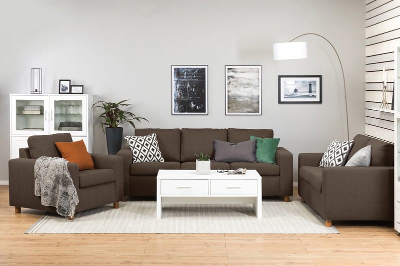 Crazy 5-seters Vendbar L-formet Large Hjørnesofa i Stoff - Brun - Møbler - Sofaer - Hjørnesofaer