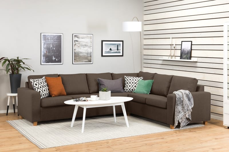 Crazy 5-seters Vendbar L-formet Large Hjørnesofa i Stoff - Brun - Møbler - Sofaer - Hjørnesofaer