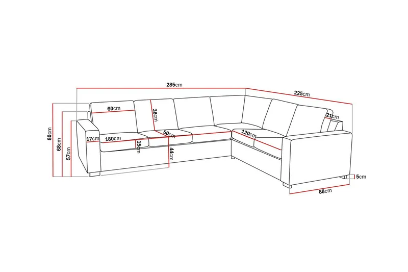 Crazy 5-seters Vendbar L-formet Large Hjørnesofa i Stoff - Brun - Møbler - Sofaer - Hjørnesofaer