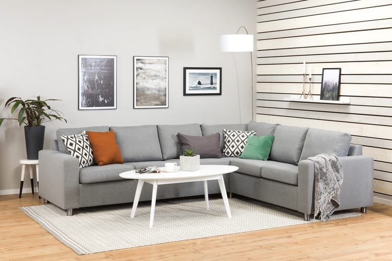 Crazy 5-seters Vendbar L-formet Large Hjørnesofa i Stoff - Grå - Møbler - Sofaer - Hjørnesofaer
