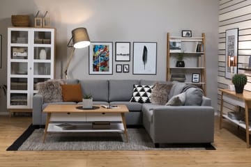 Crazy 5-seters Vendbar L-formet Large Hjørnesofa i Stoff - Grå - Møbler - Sofaer - Hjørnesofaer