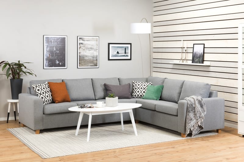 Crazy 5-seters Vendbar L-formet Large Hjørnesofa i Stoff - Grå - Møbler - Sofaer - Hjørnesofaer