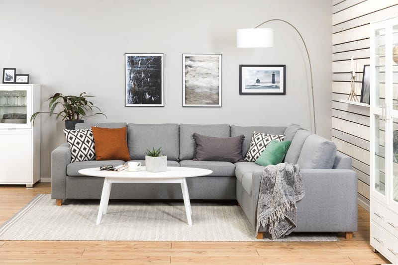Crazy 5-seters Vendbar L-formet Large Hjørnesofa i Stoff - Grå - Møbler - Sofaer - Hjørnesofaer