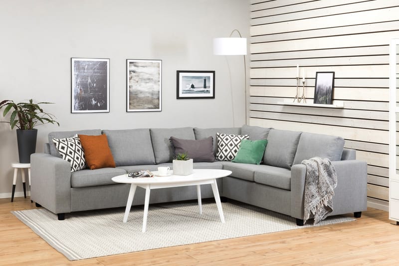 Crazy 5-seters Vendbar L-formet Large Hjørnesofa i Stoff - Grå - Møbler - Sofaer - Hjørnesofaer