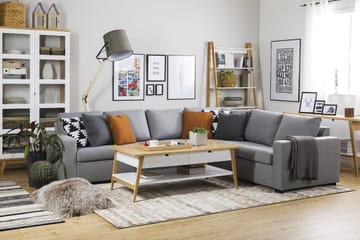 Crazy 5-seters Vendbar L-formet Large Hjørnesofa i Stoff - Grå - Møbler - Sofaer - Hjørnesofaer