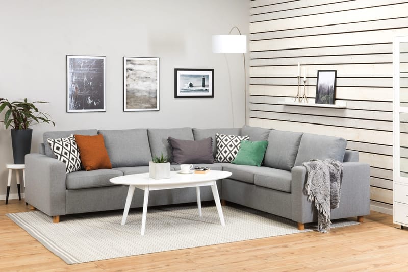 Crazy 5-seters Vendbar L-formet Large Hjørnesofa i Stoff - Grå - Møbler - Sofaer - Hjørnesofaer
