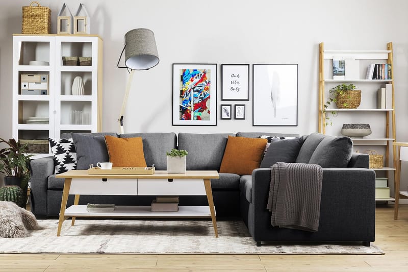Crazy 5-seters Vendbar L-formet Large Hjørnesofa i Stoff - Mørk grå - Møbler - Sofaer - Hjørnesofaer