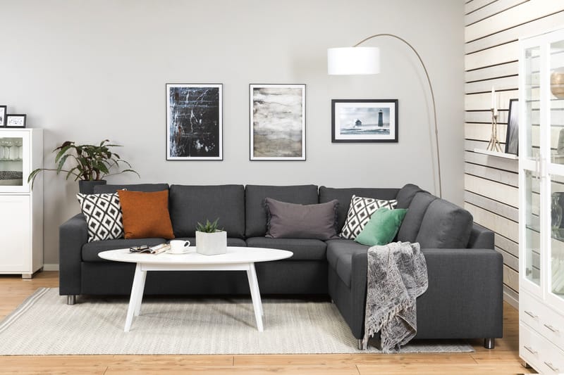 Crazy 5-seters Vendbar L-formet Large Hjørnesofa i Stoff - Mørk grå - Møbler - Sofaer - Hjørnesofaer