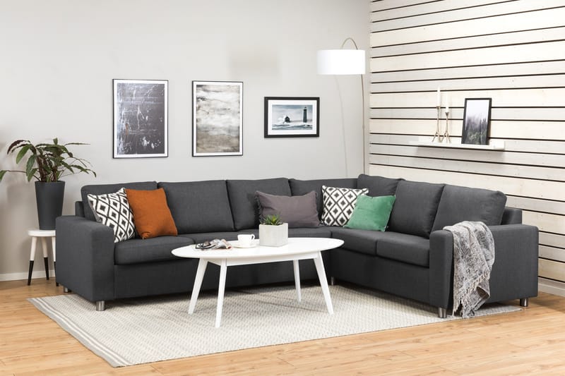 Crazy 5-seters Vendbar L-formet Large Hjørnesofa i Stoff - Mørk grå - Møbler - Sofaer - Hjørnesofaer