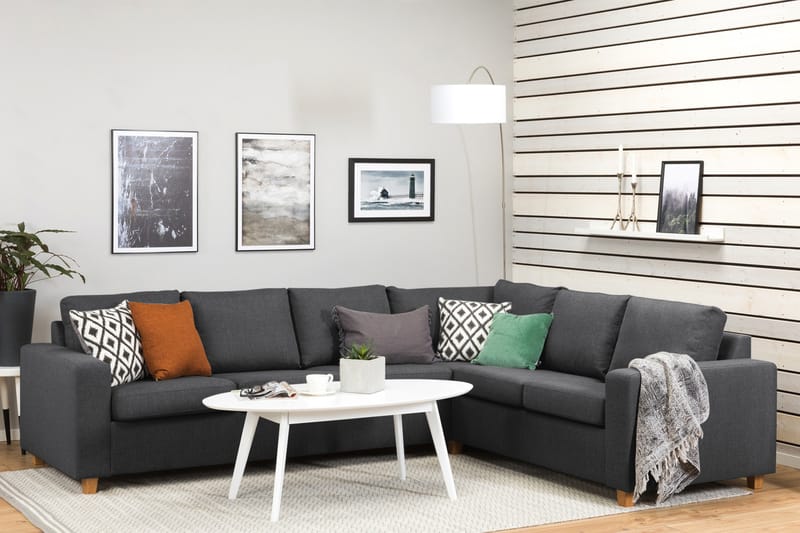 Crazy 5-seters Vendbar L-formet Large Hjørnesofa i Stoff - Mørk grå - Møbler - Sofaer - Hjørnesofaer