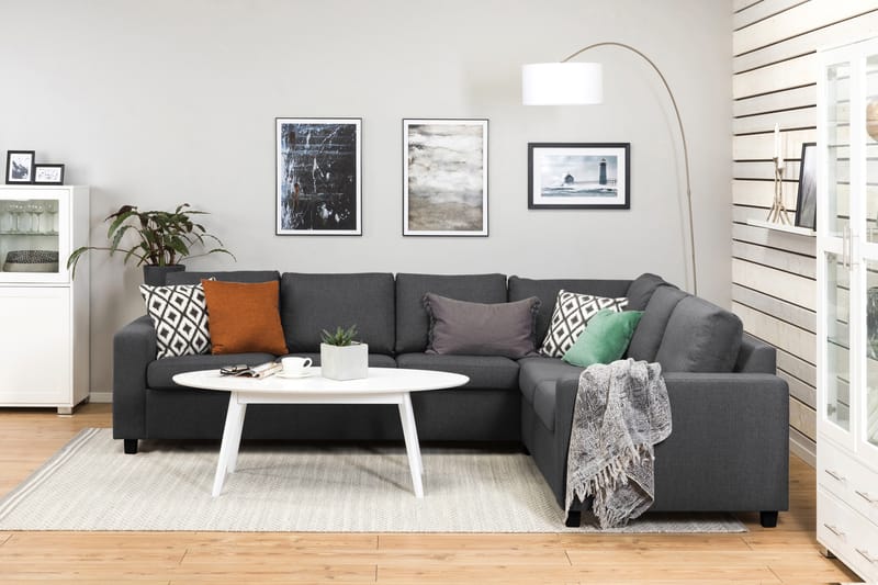 Crazy 5-seters Vendbar L-formet Large Hjørnesofa i Stoff - Mørk grå - Møbler - Sofaer - Hjørnesofaer