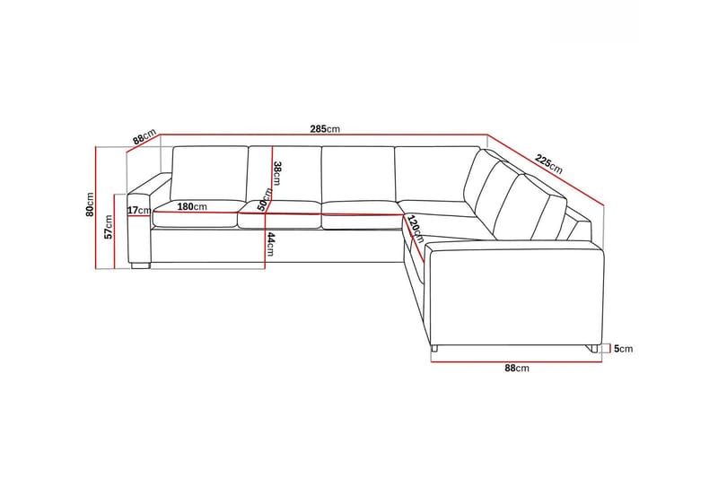 Crazy 5-seters Vendbar L-formet Large Hjørnesofa i Stoff - Mørk grå - Møbler - Sofaer - Hjørnesofaer