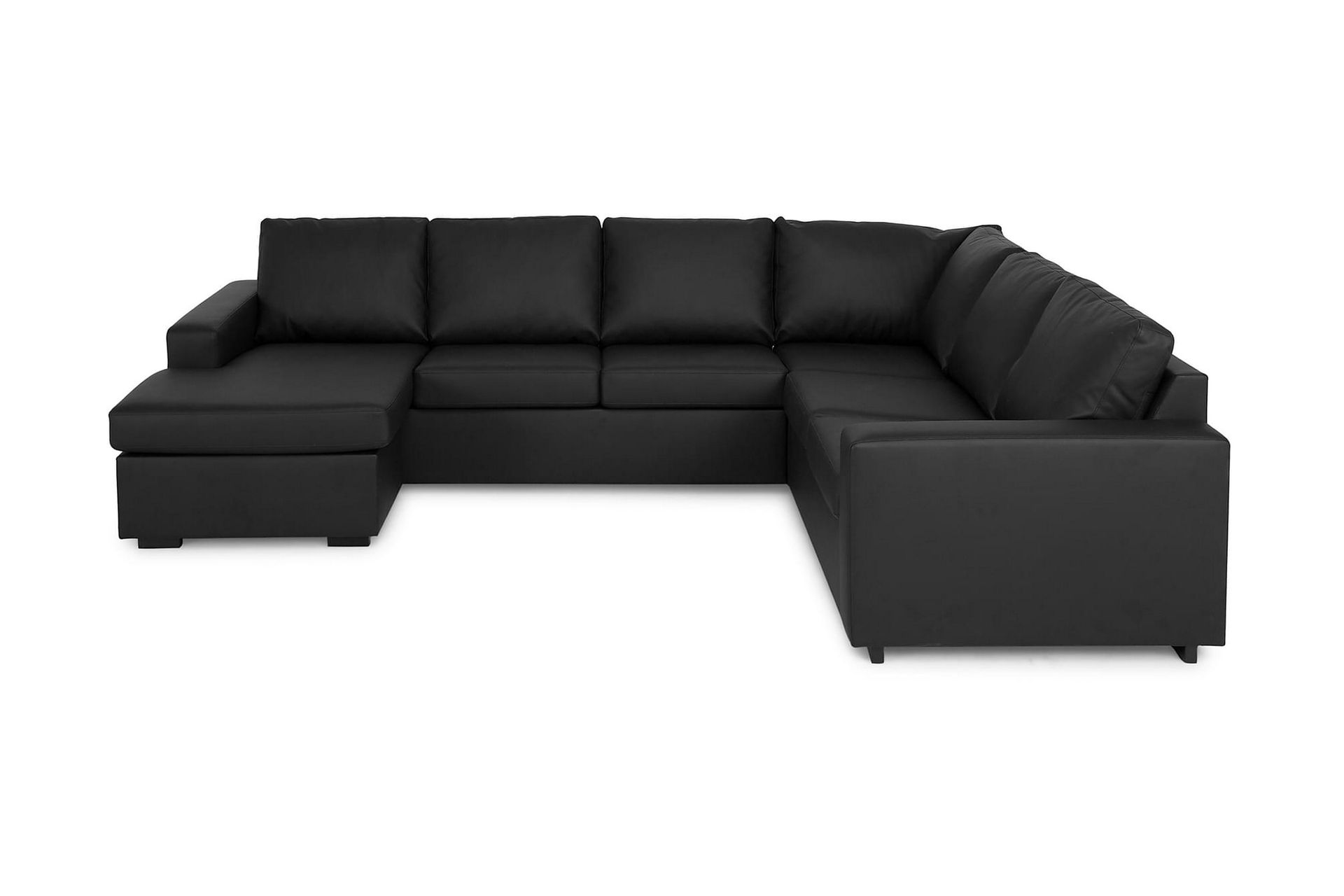 Crazy 5-seters Venstrevendt U-formet Hjørnesofa med Divan i Kunstlær - Svart - Møbler - Sofaer - Skinnsofaer