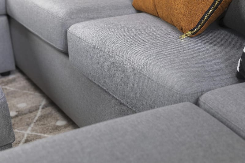 Crazy 5-seters Venstrevendt U-formet Hjørnesofa med Divan i Stoff - Grå - Møbler - Sofaer - Hjørnesofaer - Hjørnesofa med divan