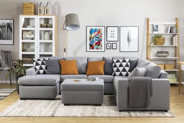 Crazy 5-seters Venstrevendt U-formet Hjørnesofa med Divan i Stoff - Grå - Møbler - Sofaer - Hjørnesofaer - Hjørnesofa med divan