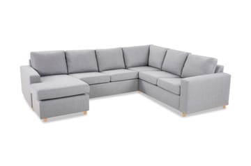 Crazy 5-seters Venstrevendt U-formet Hjørnesofa med Divan i Stoff - Grå - Møbler - Sofaer - Hjørnesofaer - Hjørnesofa med divan