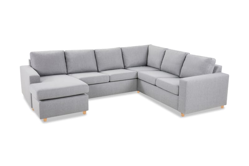 Crazy 5-seters Venstrevendt U-formet Hjørnesofa med Divan i Stoff - Grå - Møbler - Sofaer - Hjørnesofaer - Hjørnesofa med divan