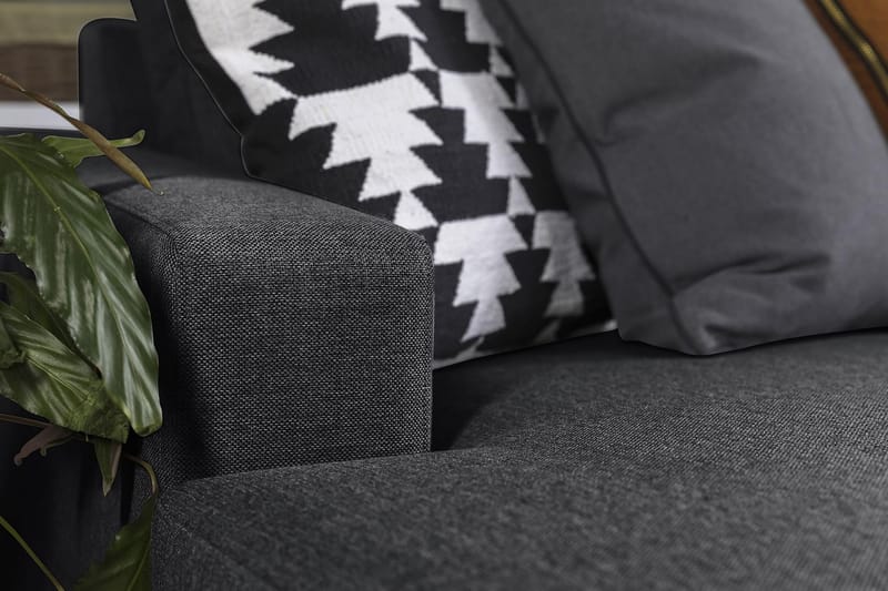 Crazy 5-seters Venstrevendt U-formet Hjørnesofa med Divan i Stoff - Mørk grå - Møbler - Sofaer - Hjørnesofaer