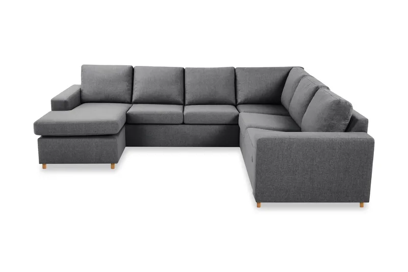 Crazy 5-seters Venstrevendt U-formet Hjørnesofa med Divan i Stoff, Mørk grå