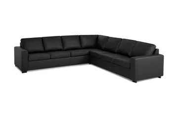 Crazy 6-seters Vendbar L-formet X-Large Hjørnesofa i Kunstlær - Svart - Møbler - Sofaer - Skinnsofaer