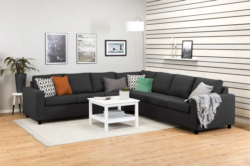 Crazy 6-seters Vendbar L-formet X-Large Hjørnesofa i Stoff - Antrasitt - Møbler - Sofaer - Hjørnesofaer