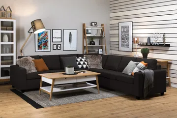 Crazy 6-seters Vendbar L-formet X-Large Hjørnesofa i Stoff - Antrasitt - Møbler - Sofaer - Hjørnesofaer