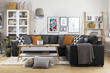 Crazy 6-seters Vendbar L-formet X-Large Hjørnesofa i Stoff - Antrasitt - Møbler - Sofaer - Hjørnesofaer