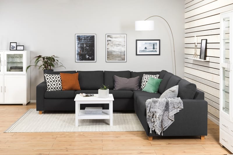 Crazy 6-seters Vendbar L-formet X-Large Hjørnesofa i Stoff - Antrasitt - Møbler - Sofaer - Hjørnesofaer