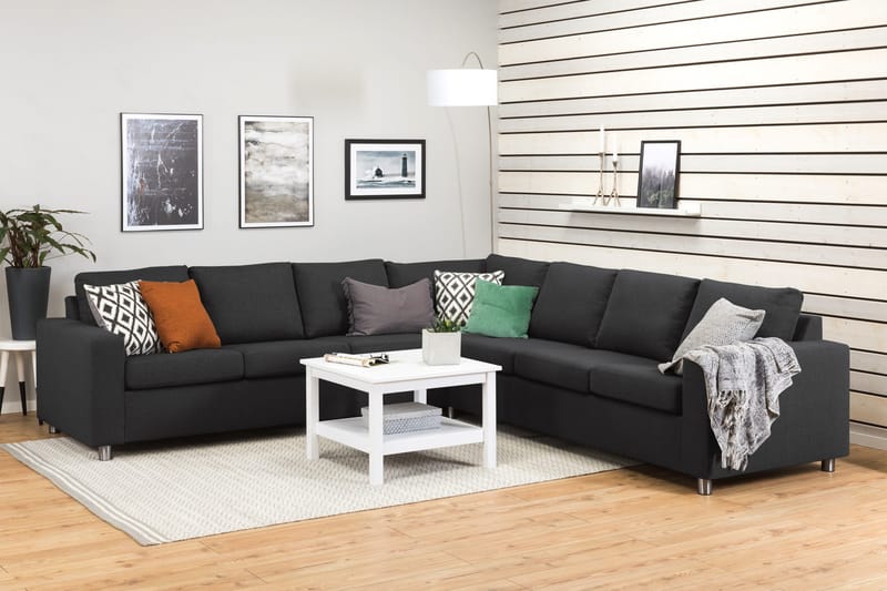 Crazy 6-seters Vendbar L-formet X-Large Hjørnesofa i Stoff - Antrasitt - Møbler - Sofaer - Hjørnesofaer