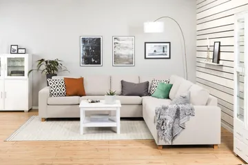 Crazy 6-seters Vendbar L-formet X-Large Hjørnesofa i Stoff - Beige - Møbler - Sofaer - Hjørnesofaer