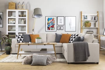 Crazy 6-seters Vendbar L-formet X-Large Hjørnesofa i Stoff - Beige - Møbler - Sofaer - Hjørnesofaer