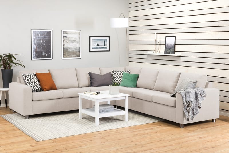 Crazy 6-seters Vendbar L-formet X-Large Hjørnesofa i Stoff - Beige - Møbler - Sofaer - Hjørnesofaer