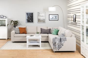 Crazy 6-seters Vendbar L-formet X-Large Hjørnesofa i Stoff - Beige - Møbler - Sofaer - Hjørnesofaer