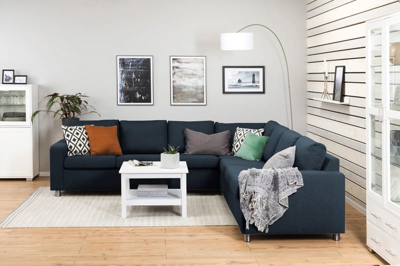 Crazy 6-seters Vendbar L-formet X-Large Hjørnesofa i Stoff - Blå - Møbler - Sofaer - Hjørnesofaer