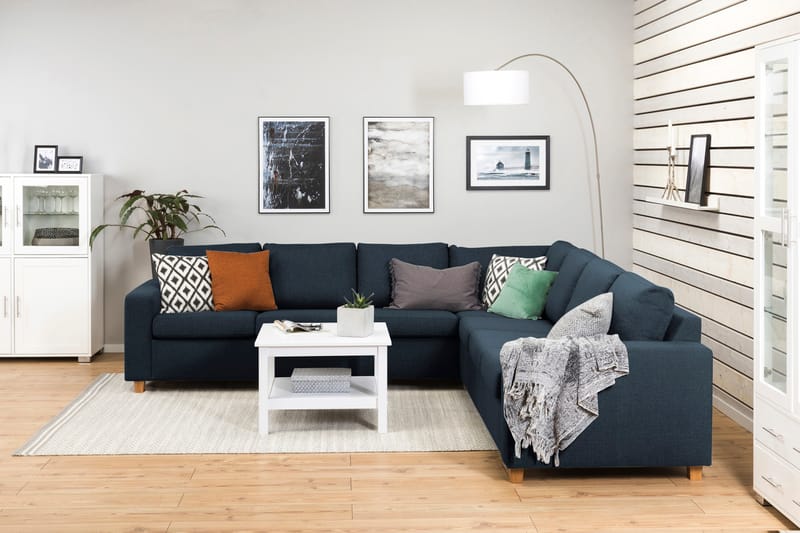 Crazy 6-seters Vendbar L-formet X-Large Hjørnesofa i Stoff - Blå - Møbler - Sofaer - Hjørnesofaer