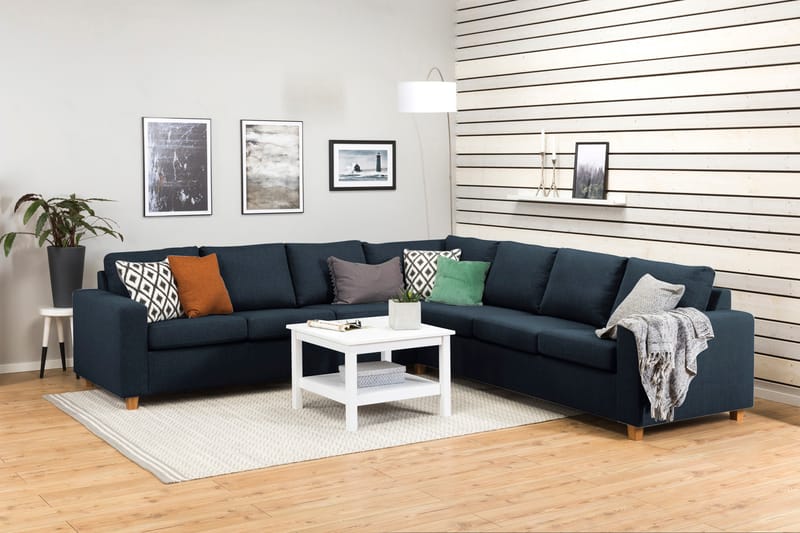 Crazy 6-seters Vendbar L-formet X-Large Hjørnesofa i Stoff - Blå - Møbler - Sofaer - Hjørnesofaer