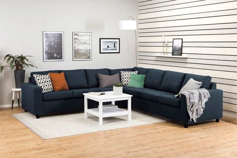 Crazy 6-seters Vendbar L-formet X-Large Hjørnesofa i Stoff - Blå - Møbler - Sofaer - Hjørnesofaer