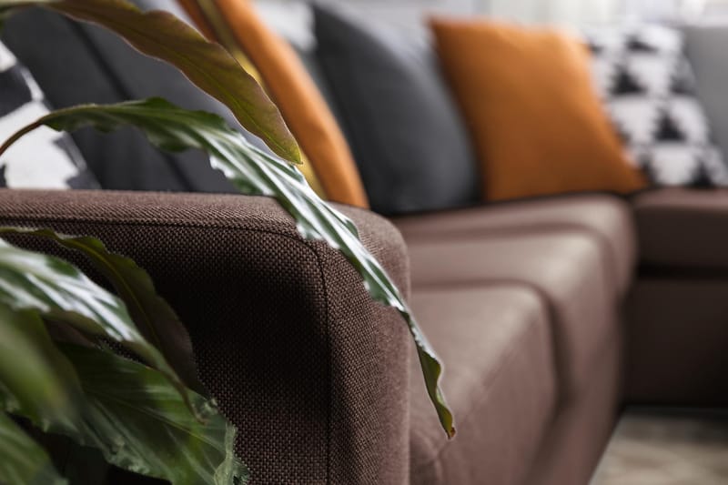 Crazy 6-seters Vendbar L-formet X-Large Hjørnesofa i Stoff - Brun - Møbler - Sofaer - Hjørnesofaer