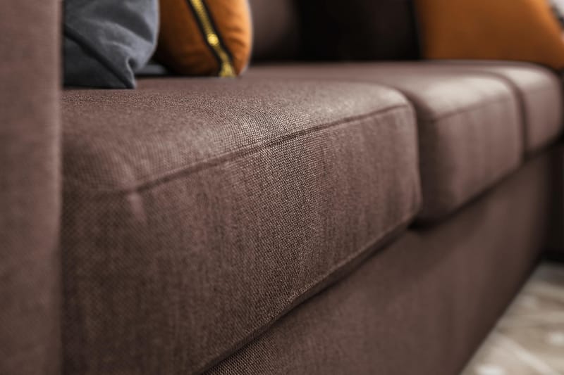 Crazy 6-seters Vendbar L-formet X-Large Hjørnesofa i Stoff - Brun - Møbler - Sofaer - Hjørnesofaer