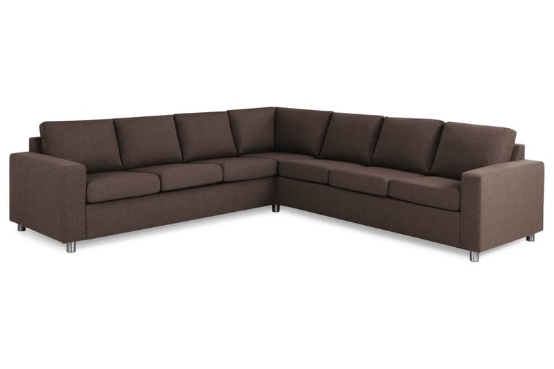 Crazy 6-seters Vendbar L-formet X-Large Hjørnesofa i Stoff - Brun - Møbler - Sofaer - Hjørnesofaer