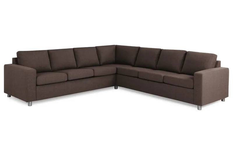 Crazy 6-seters Vendbar L-formet X-Large Hjørnesofa i Stoff - Brun - Møbler - Sofaer - Hjørnesofaer