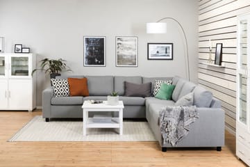 Crazy 6-seters Vendbar L-formet X-Large Hjørnesofa i Stoff - Grå - Møbler - Sofaer - Hjørnesofaer