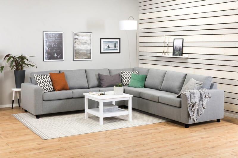 Crazy 6-seters Vendbar L-formet X-Large Hjørnesofa i Stoff - Grå - Møbler - Sofaer - Hjørnesofaer