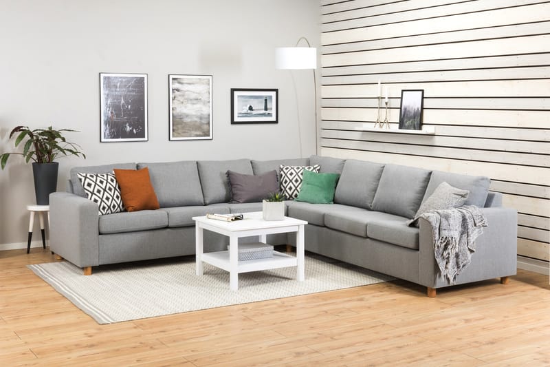 Crazy 6-seters Vendbar L-formet X-Large Hjørnesofa i Stoff - Grå - Møbler - Sofaer - Hjørnesofaer