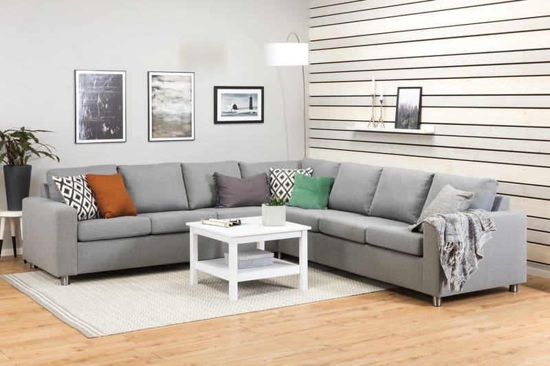 Crazy 6-seters Vendbar L-formet X-Large Hjørnesofa i Stoff - Grå - Møbler - Sofaer - Hjørnesofaer