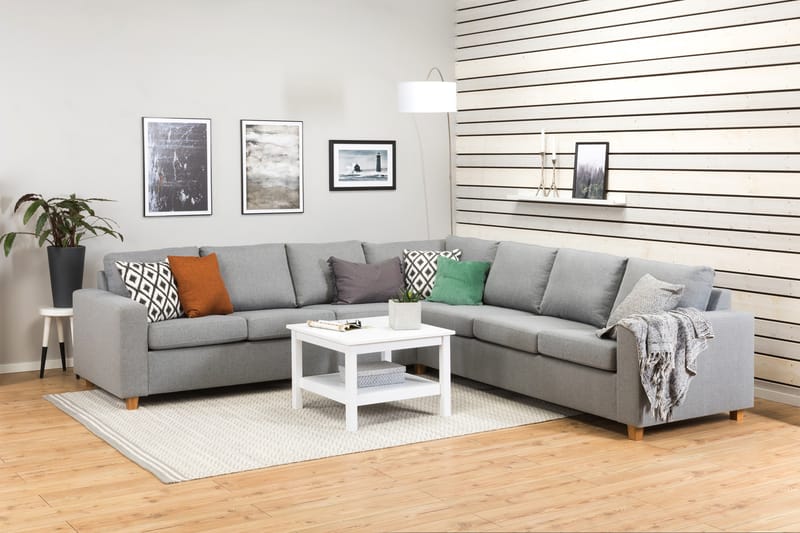 Crazy 6-seters Vendbar L-formet X-Large Hjørnesofa i Stoff - Grå - Møbler - Sofaer - Hjørnesofaer