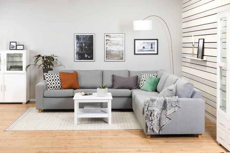 Crazy 6-seters Vendbar L-formet X-Large Hjørnesofa i Stoff - Grå - Møbler - Sofaer - Hjørnesofaer