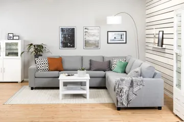 Crazy 6-seters Vendbar L-formet X-Large Hjørnesofa i Stoff - Grå - Møbler - Sofaer - Hjørnesofaer